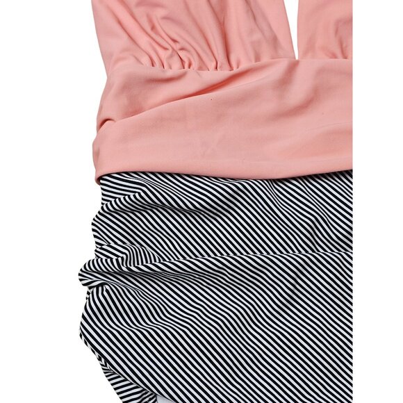 Cupshe Women's Swimsuit Size Medium Peach Halter One Piece Swim Striped Ruching - Picture 3 of 10